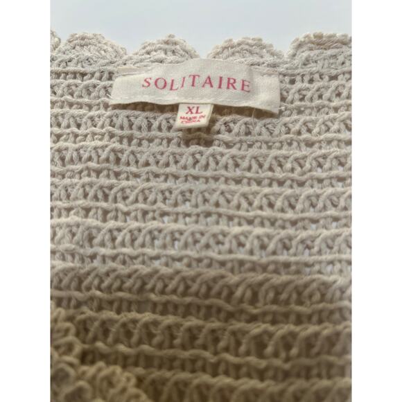 Solitaire Boho Festival Crème Crochet Short Sleeve Pullover Top Size XL - Picture 8 of 10
